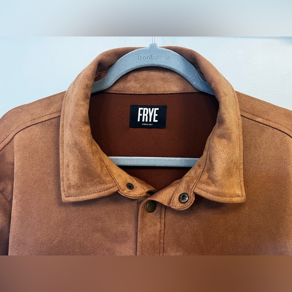 Frye Men’s Faux Suede Relaxed Fit Shirt Jacket Shacket – Brown Tan (Size M) - Picture 4 of 9